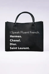 Black "I Speak" Tote Purse